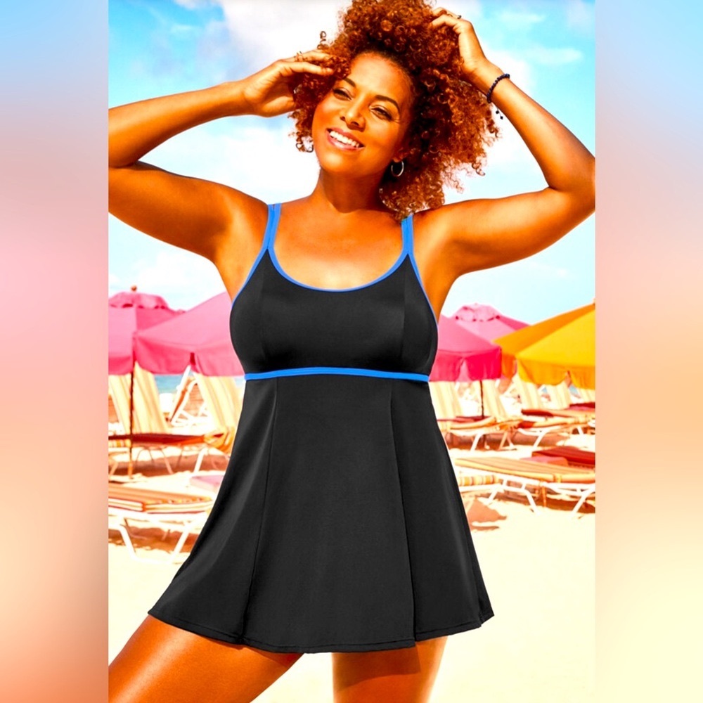 NEW Anthony Richards black lingerie swim dress swimsuit Large 2XL & 3XL
